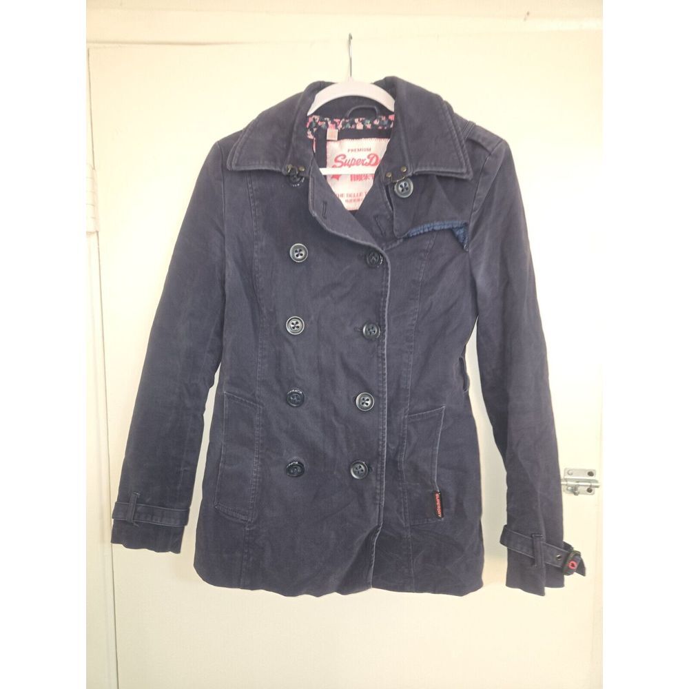 SUPERDRY Women's Navy Blue Pea Coat Size Small No‎ Belt